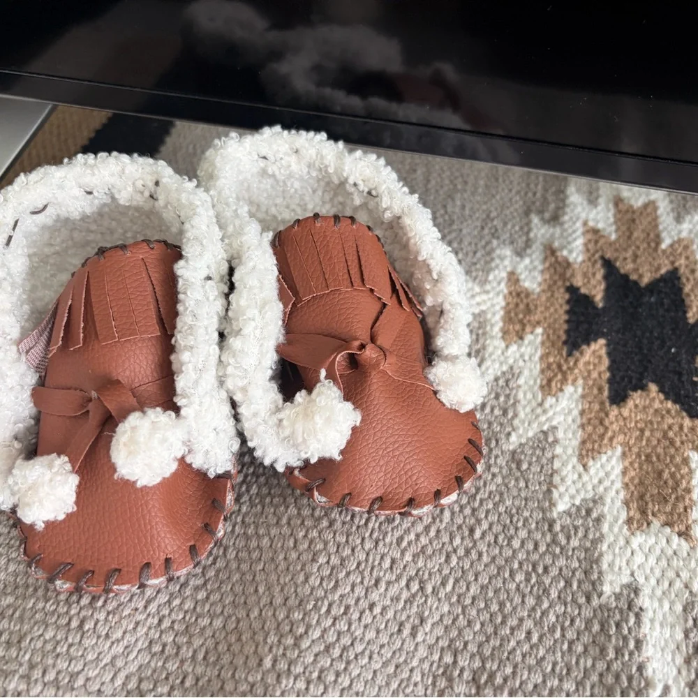 Handmade Baby Moccasins with Cozy Sherpa Trim